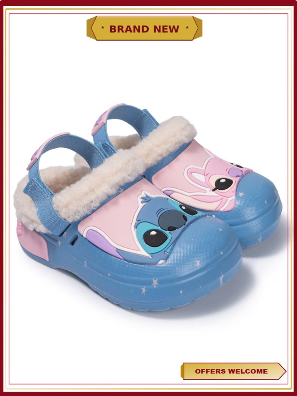 Toddler Stitch Faux Fur Lined Clog with Secure Backstrap, Slip-On, Ventilated,